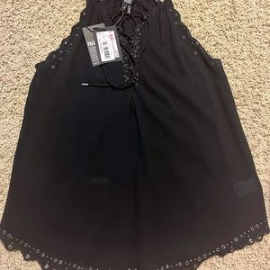 PAIGE brand black halter style tank with silver grommet detail.  So cute! XS